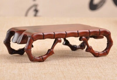 Rosewood Bamboo Joint Rectangle Stand Bonsai Vase Flower Rack Display Base - Image 1 of 4