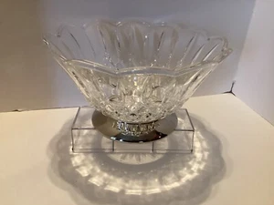 Kristall geriffeltes Glas Herzstück Schüssel Schale auf versilbertem erhöhtem Sockel 5,5 "X10" - Bild 1 von 16