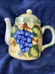 Panware Decorative Home Essentials Teapot With Lid Yellow Grapes Leaves - Picture 1 of 10