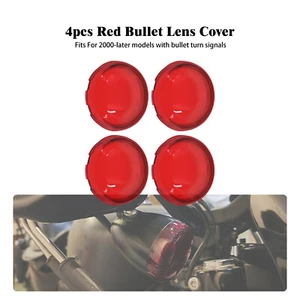 4x Turn Signal Light Red Lens Bullet Style Covers Fit For Harley Glide Sportster - Picture 1 of 17