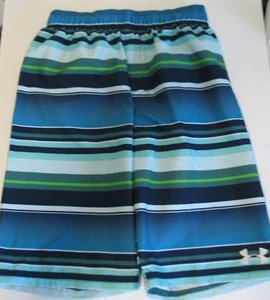 Under Armour Boys Striped Swim Trunks Fuse Teal Sz YLG - NWT - Picture 1 of 1