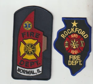 Parches del Departamento de Bomberos de Rockford & Normal IL enviados desde Australia - Imagen 1 de 1