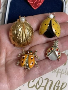 vintage brooch 4ps lot bug ledybug vintage 1950-1960 so cute - Picture 1 of 11