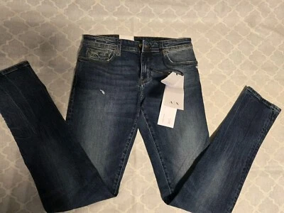 ARMANI EXCHANGE NEW MEN'S SKINNY DISTRESSED JEANS SIZE 30 L (30/34) - Image 1 of 4