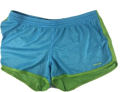 Reebok Mujer Pantalones Cortos Talla Pequeña Poliéster Azul Verde Elástico Cintura Cordón Foto 1 de 4