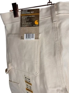 Rare Carhartt Men B04 Nat Drill Painter Dungaree Double Front Utility 30x32 NEW - Picture 1 of 6