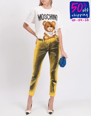 RRP€721 MOSCHINO COUTURE! Gabardine Trousers IT42 US6 UK10 M Printed - Изображение 1 из 4