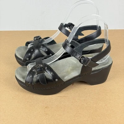 Dansko Sissy Leather Ankle Strap Sandals Womens 6 EU 36 Black Buckle Adjustable - Image 1 of 4