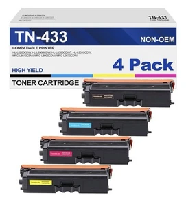 TN433 Toner Cart. Set of 4,Comp. W/Brother HL–L8260CDW/L8360CDWT/Ref Description - Picture 1 of 11
