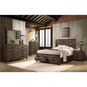 Coaster Woodmont 4-piece Eastern King Wood Bedroom Set in Rustic Golden Brown - Picture 1 of 6