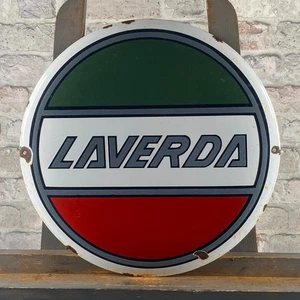 LAVERDA Enamel Sign ø 16.1" (41cm) Porcelain Retro Nostalgic Workshop Decoration - Picture 1 of 14
