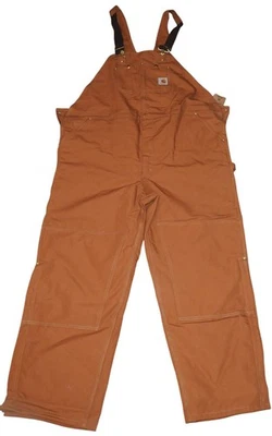 NWT Carhartt Bib Overalls Duck Quilt Lined Men 50x32 Double Knee R02 BRN USA - Image 1 of 4