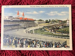 POSTCARD Churchill Downs Kentucky Derby Louisville 1949 Horse Racing - Picture 1 of 2