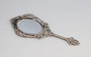 9977499-d Spiegel Hand-Spiegel Vintage Silberfarben - Picture 1 of 2