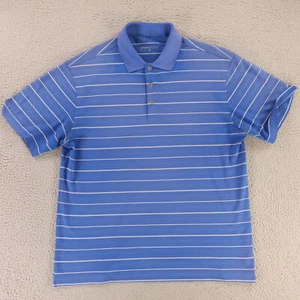 Nike Shirt Mens L Blue Striped 100% Polyester Performance Golf Dri Fit Polo - Picture 1 of 9