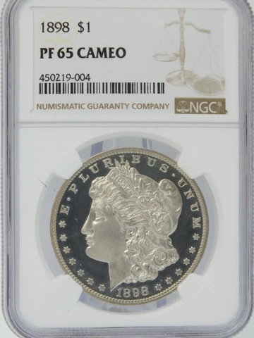 1898 Morgan Silver Dollar NGC PF65 Cameo $1 Proof Coin Certified - JP035 Cover