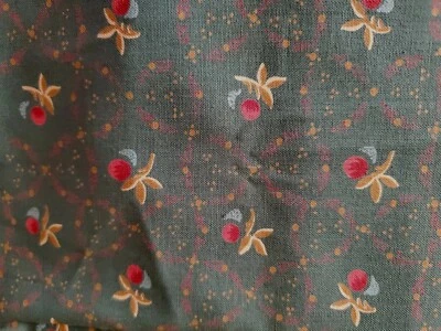 Vintage Sewing Fabric RJR Cotton 1/2 yd 20x45" Green Fruit Rosey Berries - Image 1 of 4