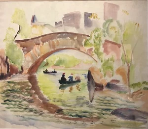 Lever, Hayley - Boating in Central Park - An original watercolor.  - Picture 1 of 4