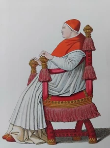 PAPE SIXTE IV XVe SIECLE COSTUME MODE LITHOGRAPHIE COULEURS 1861 MERCURI L38 - Picture 1 of 2