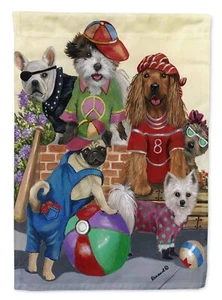 Caroline's Treasures PPP3115CHF Dogs Mutli-Breed Neighborhood House Flag Larg... - Picture 1 of 7