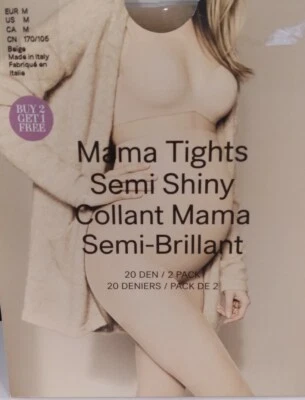 Medias de Maternidad H&M Mamá Panel Frontal Refuerzo Semi Brillante Beige MEDIANO 2 piezas NUEVO Foto 1 de 4