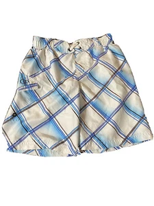 Op Boys Bathing Suit Size S/ch 6-7 Blue/White Plaid Style Swim Trunks Shorts - Picture 1 of 8