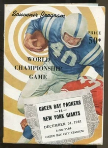 1961 Campeonato de la NFL Game Program Giants @ Packers Hornung Jugador Más Valioso en muy buen estado/ex 80228 - Imagen 1 de 4