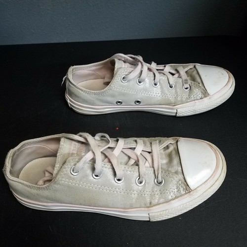 Sneakers Converse ragazze in bue argento metallizzato scarpe basse stringate giovani taglia 2