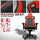 Universal Black/Red Stitches PVC Leather MU Racing Bucket Seat Office Chair Cl20