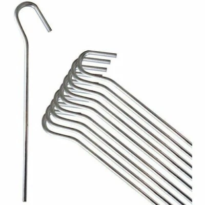 10x Metal Ground Pegs Heavy Duty Tent Hooks Pins Camping Tarpaulin Gazebo Stakes - Image 1 of 4