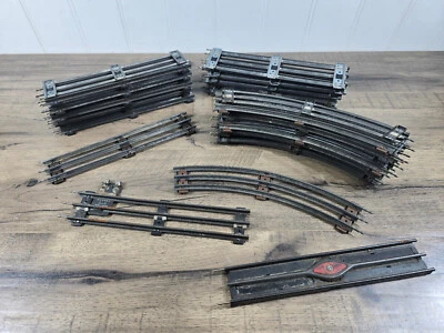 BENT PINS Lionel O Gauge 3 Rail Vintage Curve Track Straight Track 34 Piece Lot - Image 1 of 4