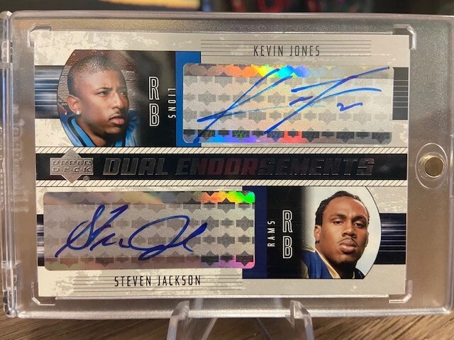 2004 Upper Deck Endorsements Kevin Jones, Stephen Jackson Lions Rams doble automático Foto 1 de 2