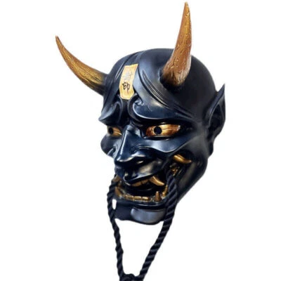 Japanese Hannya Devil Demon Oni Samurai Prajna Cosplay Black Halloween Mask  - Image 1 of 4