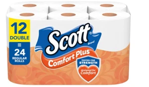 Scott Comfortplus Toilet Paper Bath Septic Safe Unscented Thick Tissue 12 Rolls - Picture 1 of 8