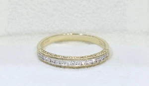 Eternity Ring 9ct Gold Natural Diamonds Size O 3mm Wide 0.15ct - Picture 1 of 18