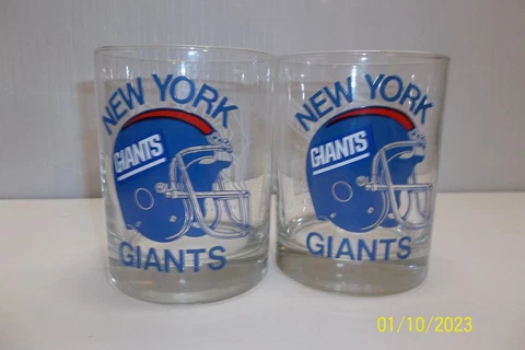 2 NEW YORK GIANTS VINTAGE 1987 SUPER BOWL XXI ROCKS GLASSES Football 1987 Cover