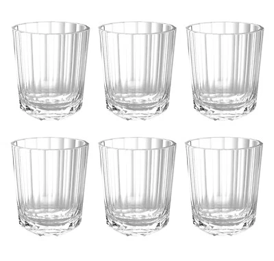 QG 15 oz Acrylic Plastic Rocks Glass Heavy Diamond Base Tumbler Set of 6 Clear - Image 1 of 4
