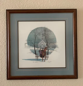P. Buckley Moss "Evening in Long Grove" 1986 Signed Print Matted & Framed - Picture 1 of 14