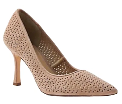 ZAPATOS DE TACÓN ALTO ANN TAYLOR GAMUZA PERFORADA NATURAL CUERO MILA TALLA 6.5 Foto 1 de 3