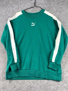 Puma Mens Sweatshirt Medium Green Long Sleeve Crew Neck Knit Pullover Casual - Picture 1 of 7