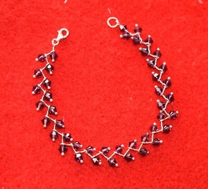Pulsera de Plata de Ley con Piedra de Cristal PÚRPURA 925 NUEVA - Imagen 1 de 3