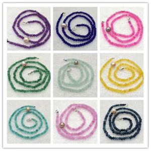 2x4mm Faceted Rondelle Gemstone Beads & 9-10mm Purple Pearl Necklace 18'' - Picture 1 of 61