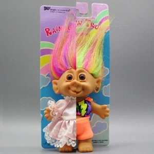 TWO Bright Of America Rainbow Troll Dolls 5" - w/Earrings Dress Shorts 80's *NIP - Picture 1 of 21