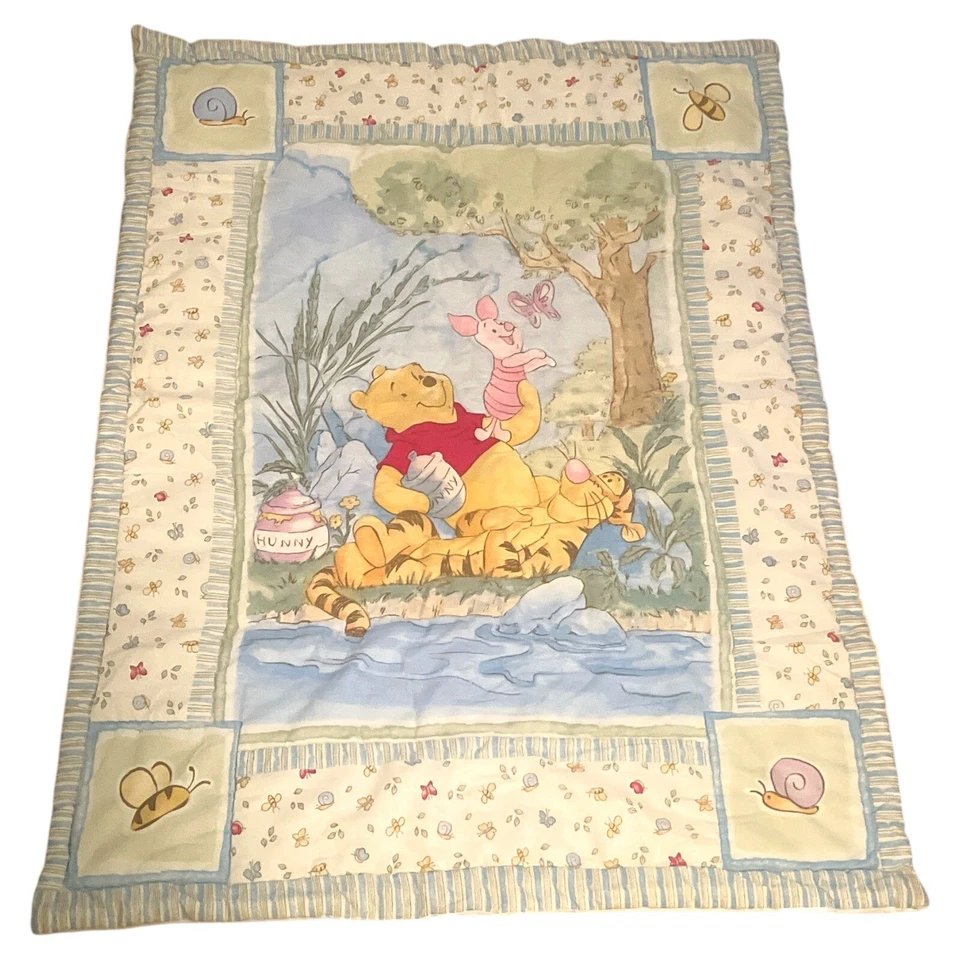 Disney Winnie Pooh Piglet Tigger Manta Caracol Abeja Azul Verde Hoja Hunny 43x31 Foto 1 de 4