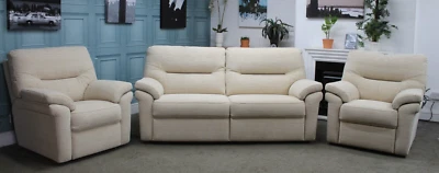 G PLAN SEATTLE 3 SEATER SOFA & 2x ARMCHAIRS IN HOPSACK DOVE FABRIC. RRP £4153 - Image 1 of 4