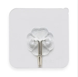 10 Pezzi Ganci Adesivi Riutilizzabili,Ganci da Parete Trasparenti Resistenti - Foto 1 di 2