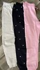 3 Pack H&M Girls Size 8 Jogger Cotton Lightweight Pants Pink,Navy/hearts, Grey
