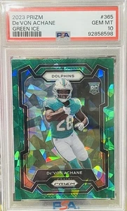 💥2023 Panini Prizm De'Von Achane RC Green Ice Prizm PSA 10 - Miami Dolphins 🐬 - Imagen 1 de 2