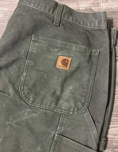 Carhartt B11 MOS Loose Original Fit Green Canvas Carpenter Work Pants, 40x32 - Picture 1 of 10