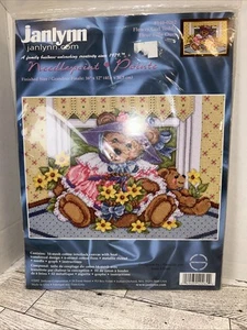 Janlynn Nadelspitzen-Set: Blumenmädchen Teddybär Handwerk Charmant 16x12 - Bild 1 von 7